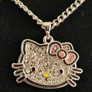 Hello Kitty Necklace 23 Inch with Cubic Zirconia Crystal Pendant